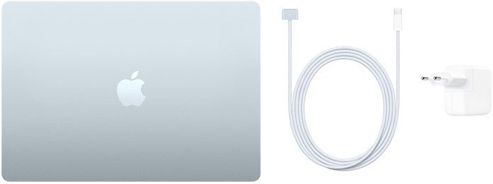 MacBook Air de 15 polegadas, cabo de USB-C para MagSafe 3 e adaptador de energia USB-C de 35W com duas portas