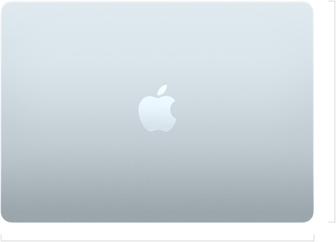 Vnější pohled na zavřený 13palcový MacBook Air, uprostřed logo Apple