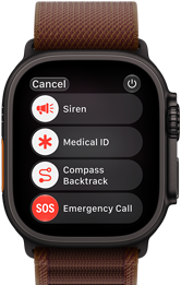Apple Watch Ultra 4, titaanist korpus, must, satelliidiühendus, parema külje vaade, Digital Crown, kõrgem külgnupp, rihm Alpine Loop, burgundiapunane