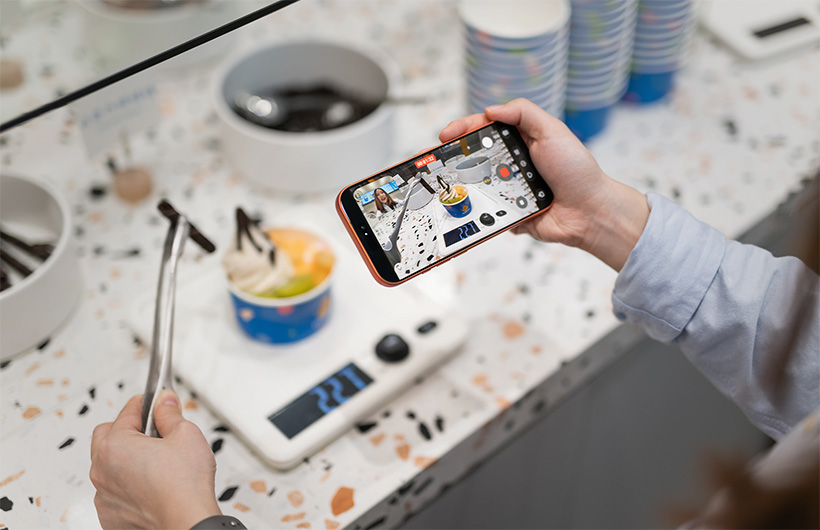 The FLUFFY team films new recipe trainings with Dual Capture on iPhone, capturing both the demonstration and the trainer at the same time.