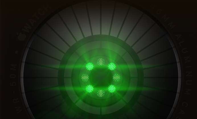 Sustav praćenja zdravlja s više okruglih senzora sa svjetlećim zelenim LED svjetlima