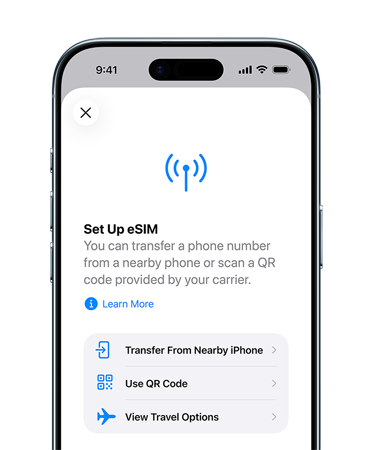 iPhone Air, front exterior, using the Set Up Cellular feature to easily transfer a phone number with eSIM