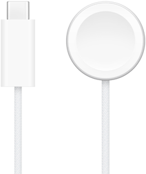 USB‑C lādētājs līdzās Apple Watch magnētiskajai ātrās uzlādes ierīcei