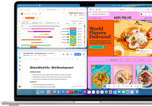 جهاز MacBook Air مع تطبيقات متعددة مفتوحة