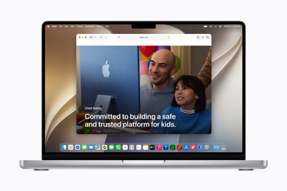تعرض شاشة MacBook Pro مقاس 14 إنش الموقع الإلكتروني الجديد المخصص لسلامة الأطفال.