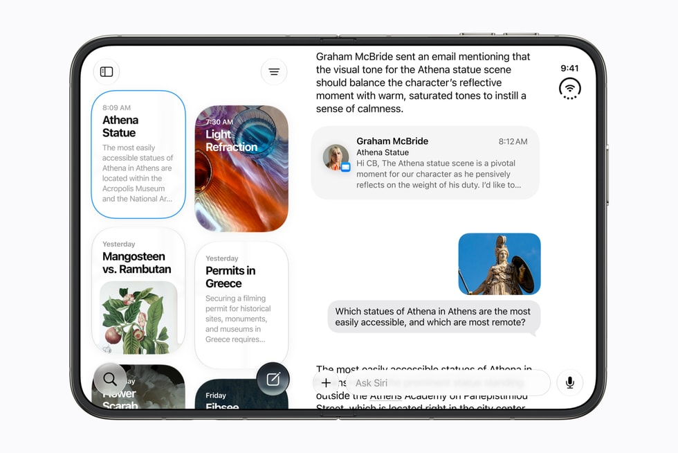 Un iPhone Duo affiche l’app Siri.