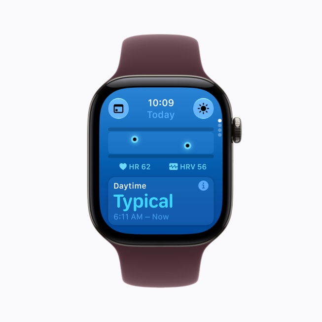 Apple Watch Series 12 affichant les signes vitaux diurnes.