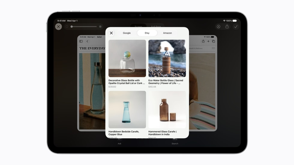 iPadに表示されているビジュアルインテリジェンスの体験。