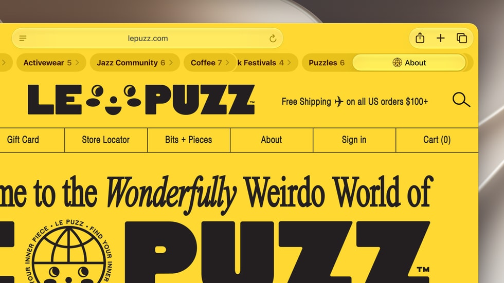 Safariでは、ユーザーのタブが「Jazz Community」「Coffee」「Puzzles」などのトピックに自動的に整理されます。