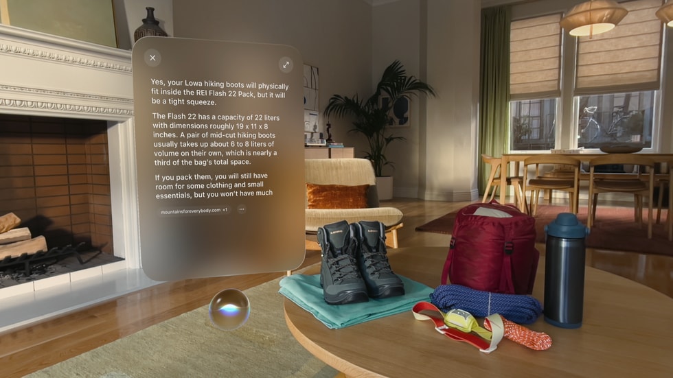 Apple Vision Proに表示されている新しいビジュアルインテリジェンスの体験。