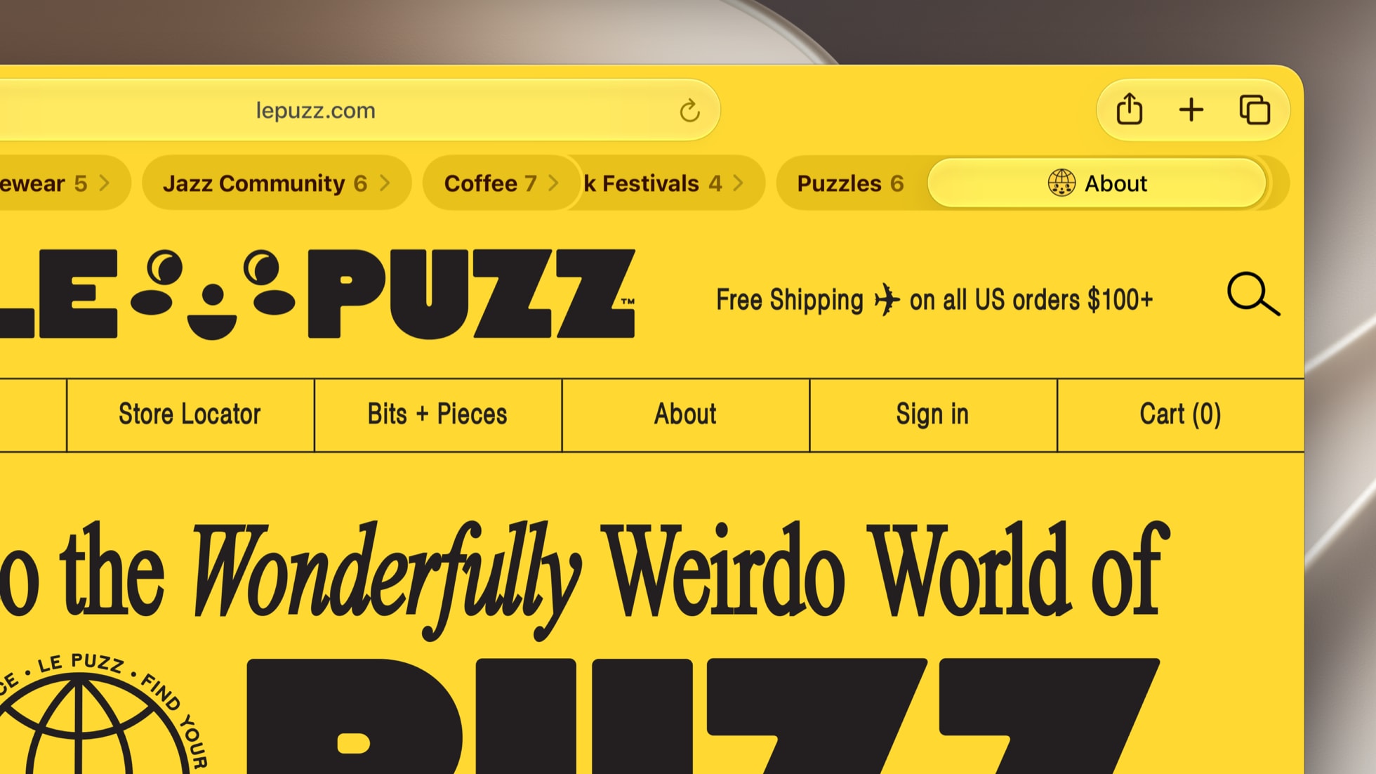 In Safari werden die Tabs automatisch nach Themen wie „Jazz Community“, „Kaffee“ und „Puzzles“ organisiert.
