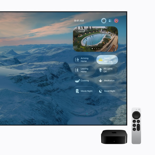 Apple TV 4K displays a user’s smart home controls.