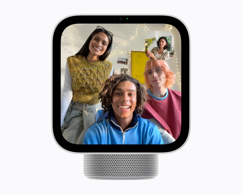 HomeView viser en gruppe mennesker i et FaceTime-opkald.