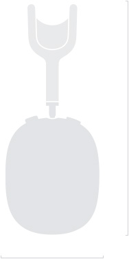 „AirPods Max 2“ iliustracija (siluetas), vaizdas iš šono, gylis – 83,4 mm, aukštis – 187,3 mm