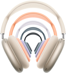 AirPods Max 2, cuffie over-ear, colore viola, cuscinetti, aste telescopiche, archetto