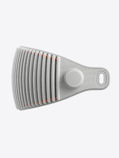 Side view of Solo Knit Band showing Fit Dial and adjustable back band with ribbed structure