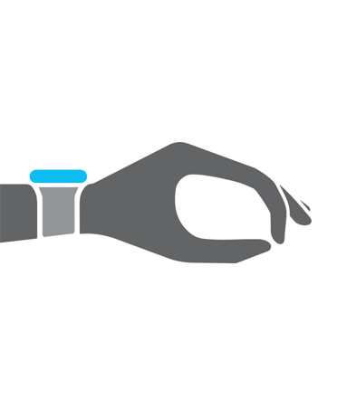 Illustrazione di una mano a coppa e di un polso con Apple Watch