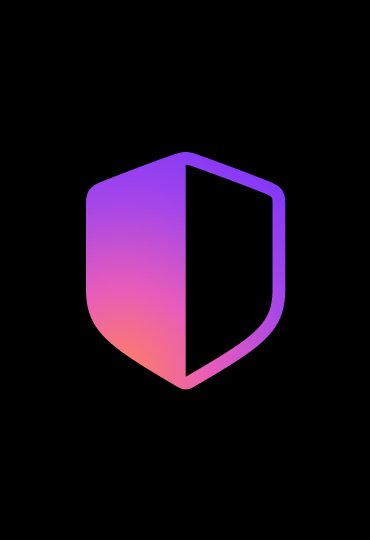 Ein Schildsymbol, dessen linke Hälfte pink ist und nach unten hin heller wird. Die rechte Hälfte ist leer.