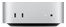 Vista frontal de um Mac mini prateado, duas portas USB-C e entrada para auscultadores.