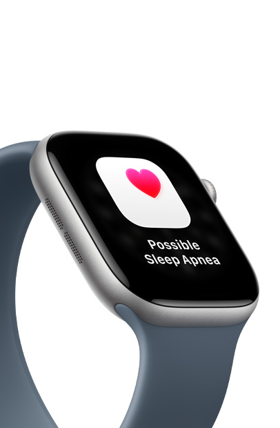 An Apple Watch screen showing a notification for Sleep Apnoea with the Sleep Apnoea app.