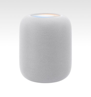 HomePod (2. sukupolvi), valkoinen väri, ylhäältä valaistu näyttö