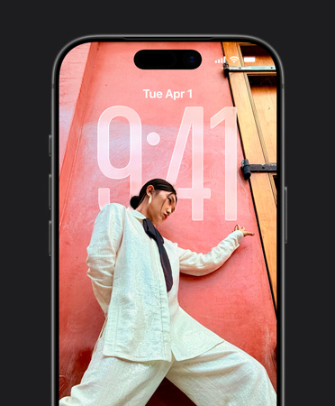 iPhone Lock Screen showing the time adapted to the Lock Screen photo