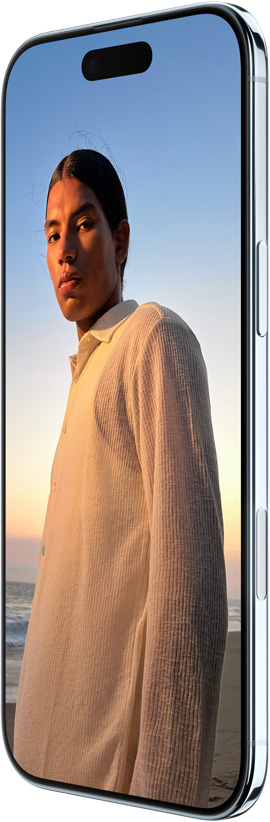 iPhone Air, back exterior, Sky Blue color, Fusion Main camera system in plateau at top