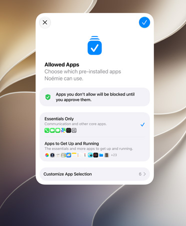 App Impostazione Assistita con selezione delle app che i genitori possono scegliere per i figli